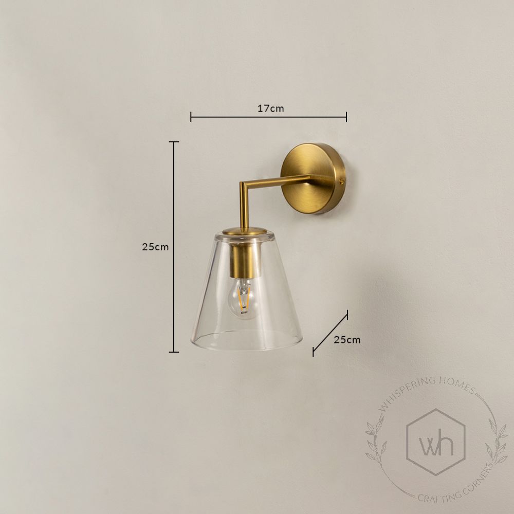 Vara Glass Antique Brass Bell Wall Light Dimensions