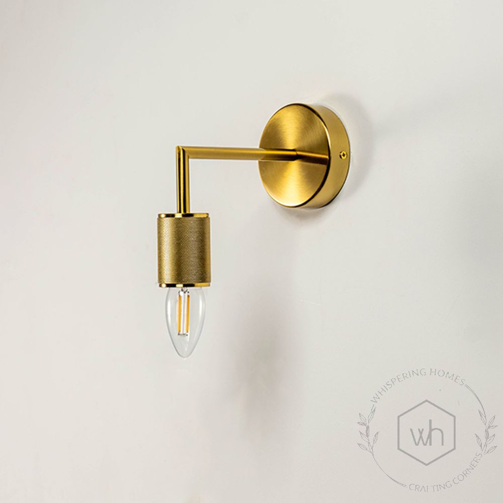 Dasha Glass Antique Brass Wall Light Light Off White Background