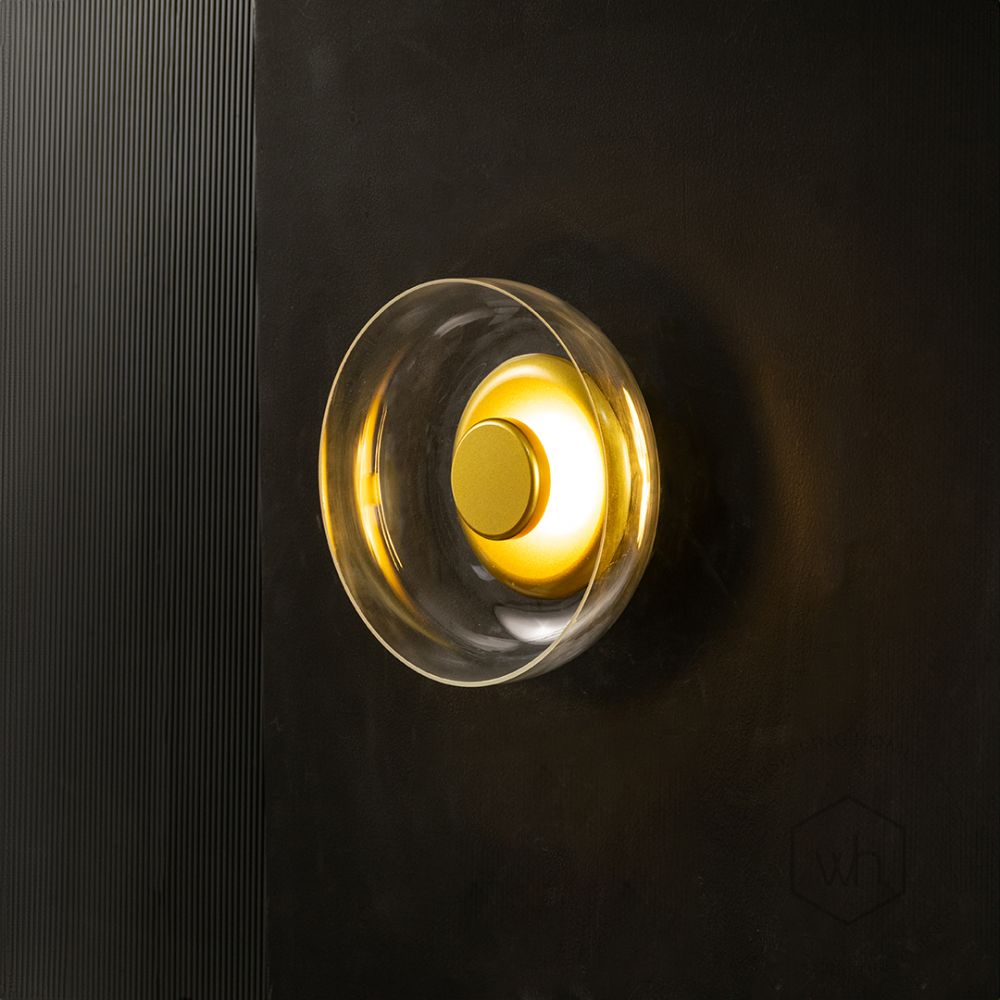 Oklak Gold Clear Wall Light Light On Black Background