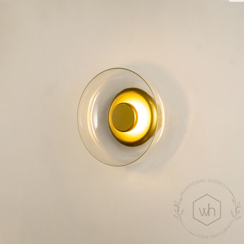 Oklak Gold Clear Wall Light Light On White Background