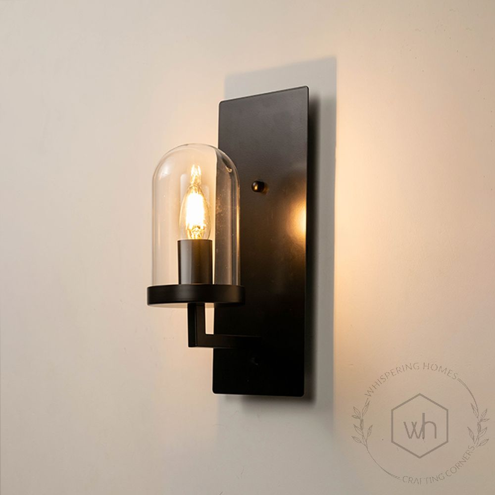 Loft Industrial Wall Light - Black Light On White Background