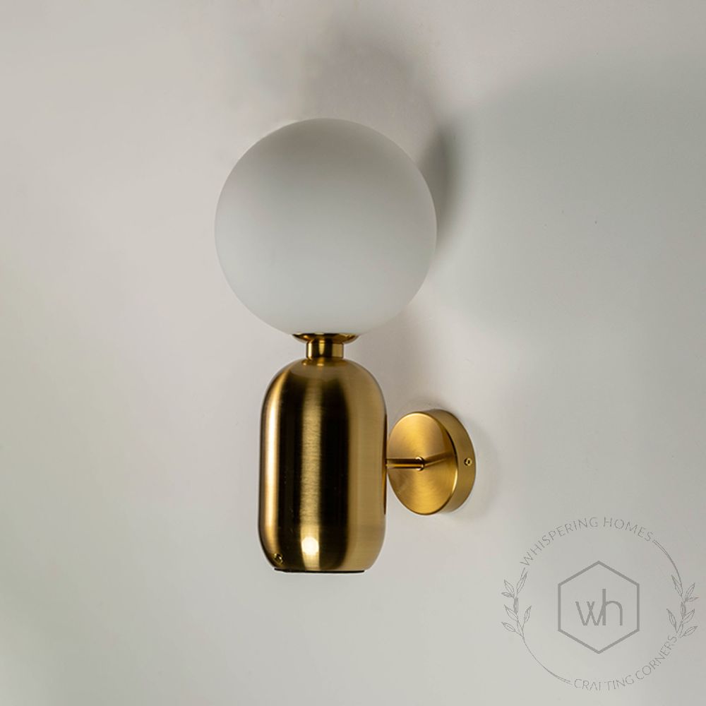 Aballs Wall Light - Gold & White Light Off White Background