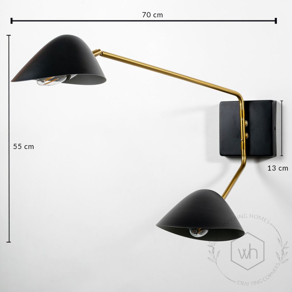 Curvilinear Double Wall Light - Black Dimensions