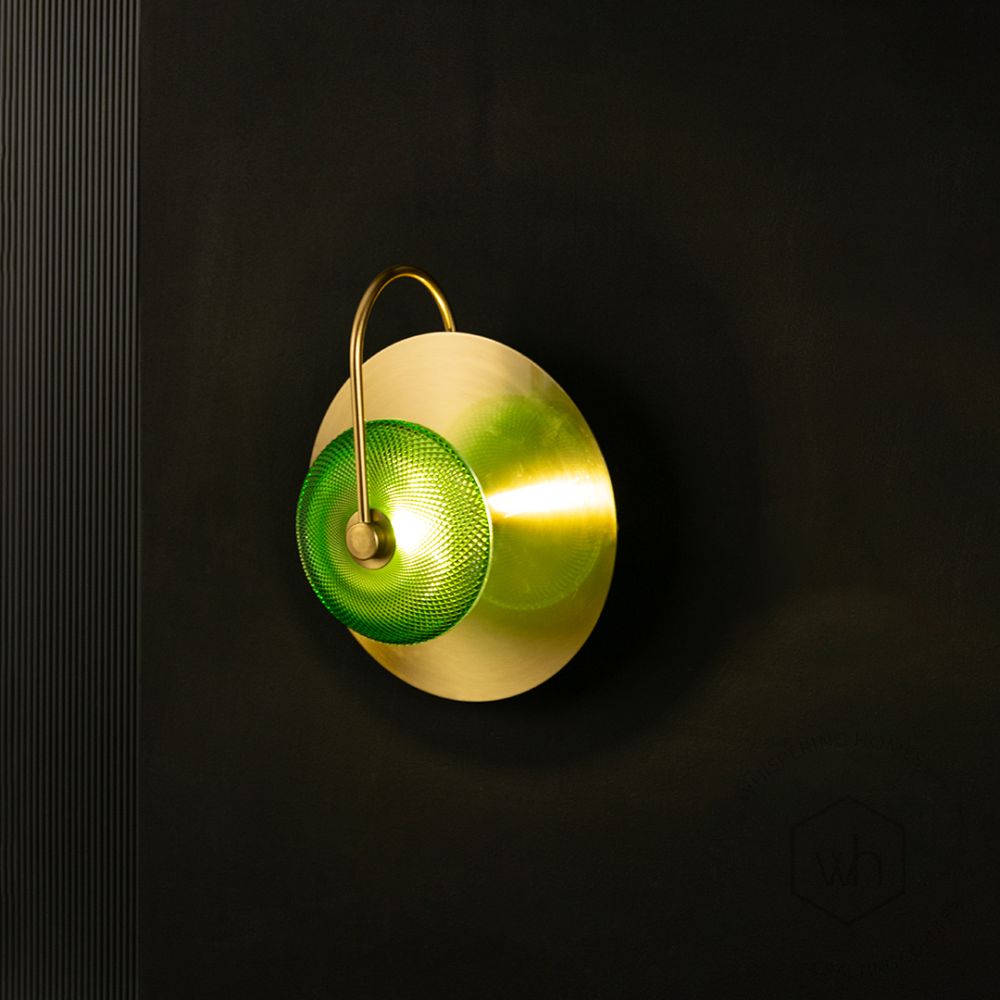 Green Apple Glass Wall Light Light On Black Background