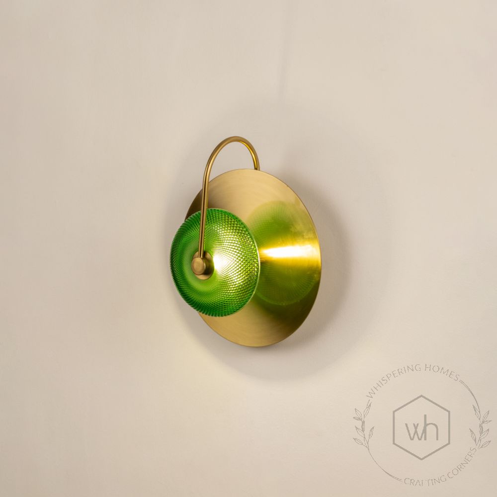 Green Apple Glass Wall Light Light On White Background