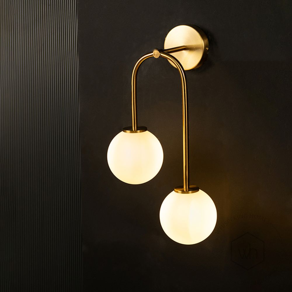 Double Suspension Aball Wall Light Light on black background