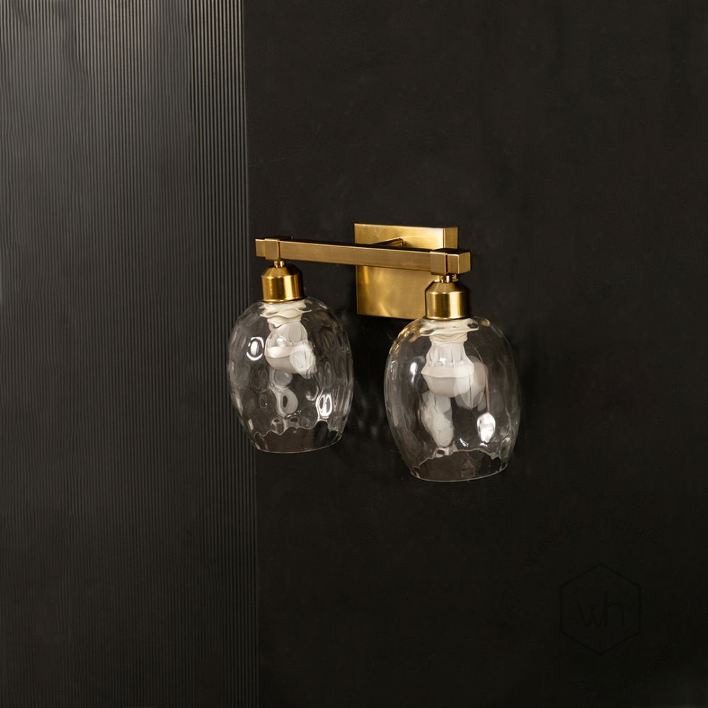 Double Valmont Vanity Light - GoldLight Off Black Background