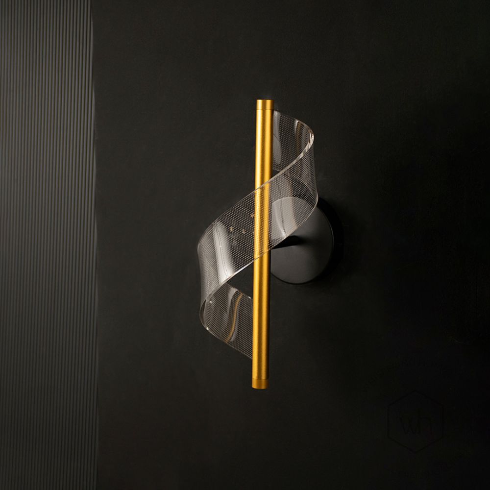 Encino Modern Wall Light - GoldLight Off Black Background