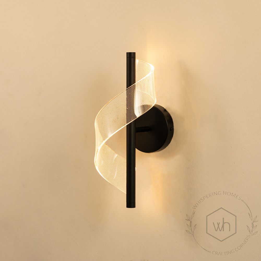 Encino Modern Wall Light -Black   Light on white background