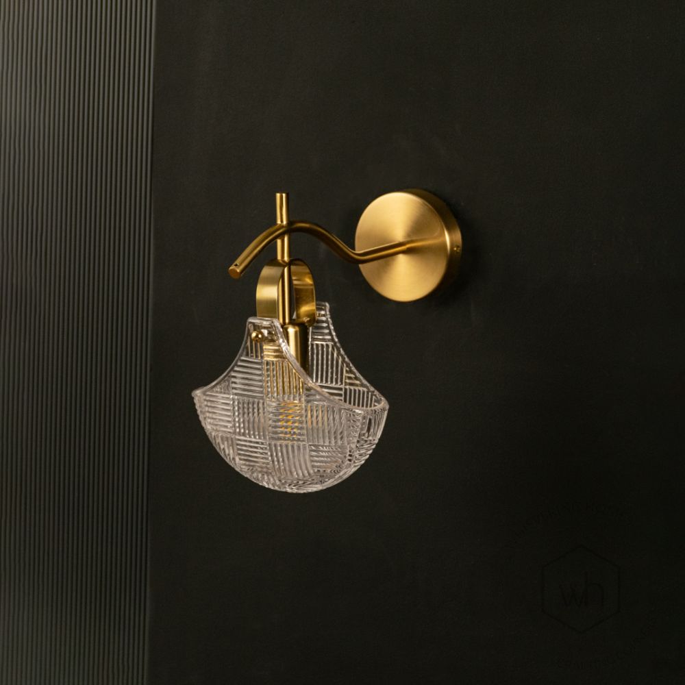 Nordic Shell Wall Sconce Light Off Black Background