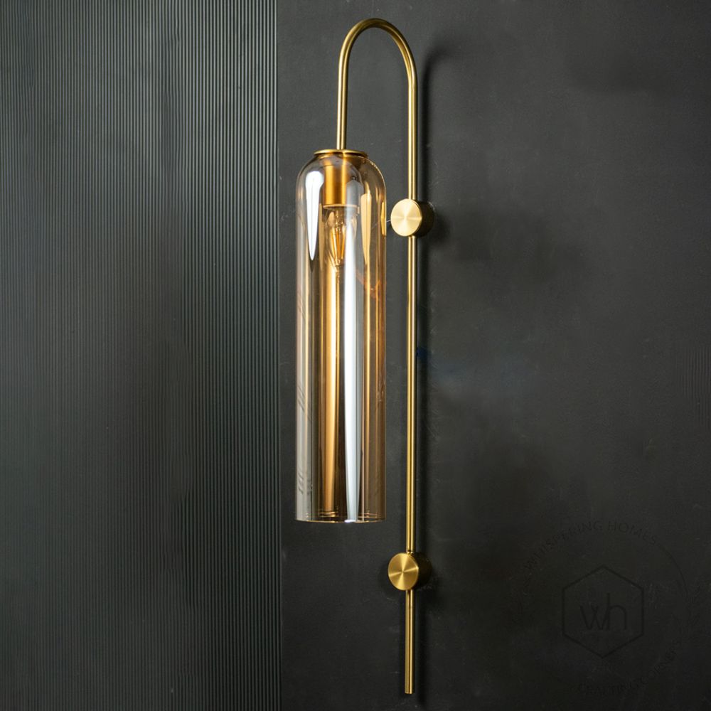 Float Wall Sconce - Amber Light Off Black Background