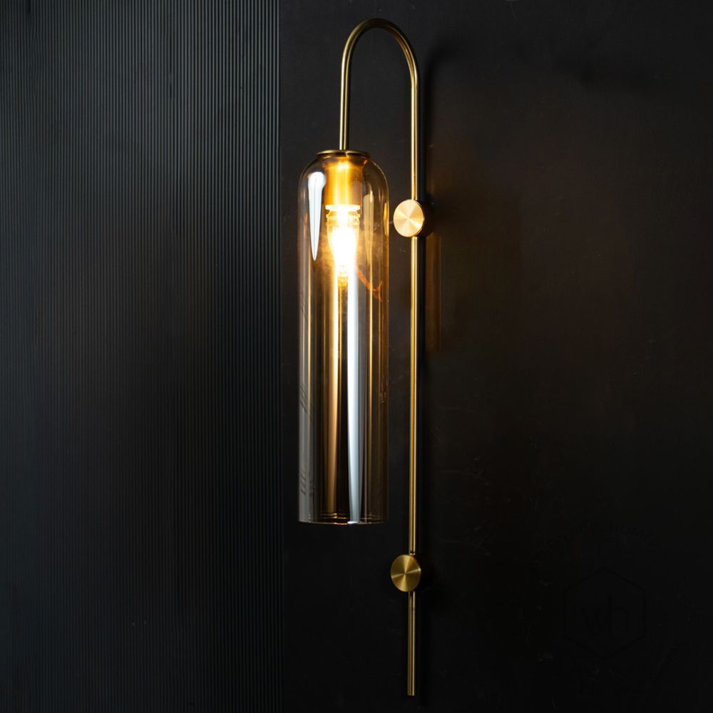 Float Wall Sconce - Amber Light On Black Background