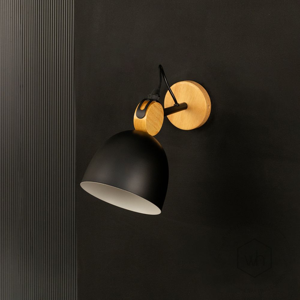 Macaron Loft Adjustable Wall Light Black Light Off Black Background