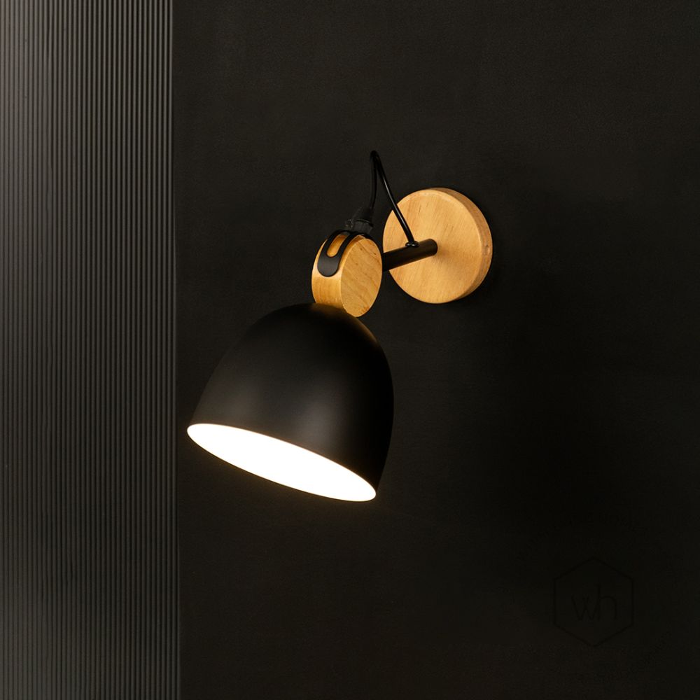 Macaron Loft Adjustable Wall Light Black Light On Black Background