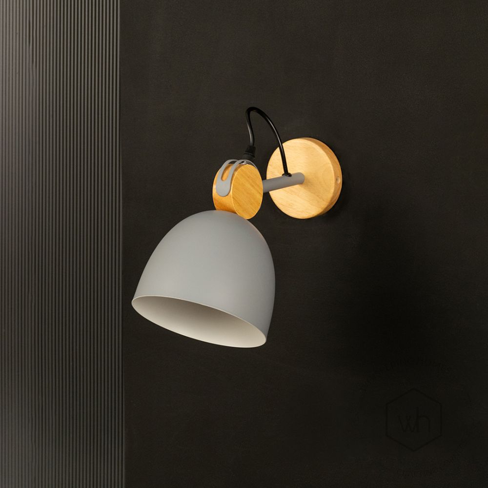 Macaron Loft Adjustable Wall Light Grey Light Off Black Background