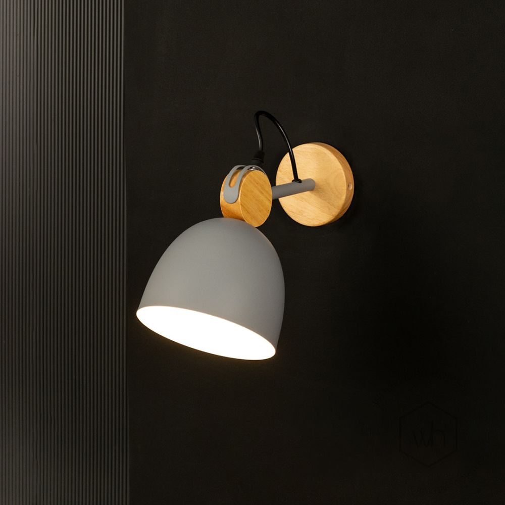 Macaron Loft Adjustable Wall Light Grey Light On Black Background