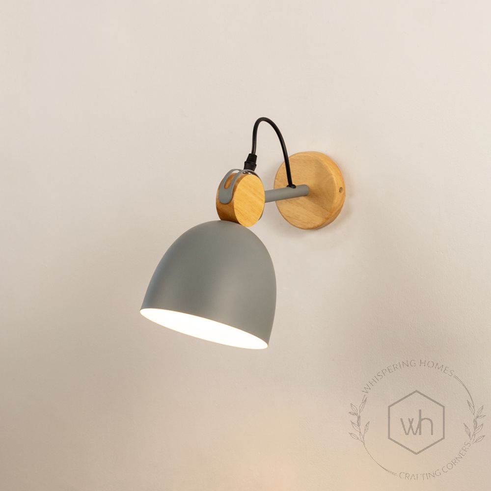 Macaron Loft Adjustable Wall Light Grey Light On White Background