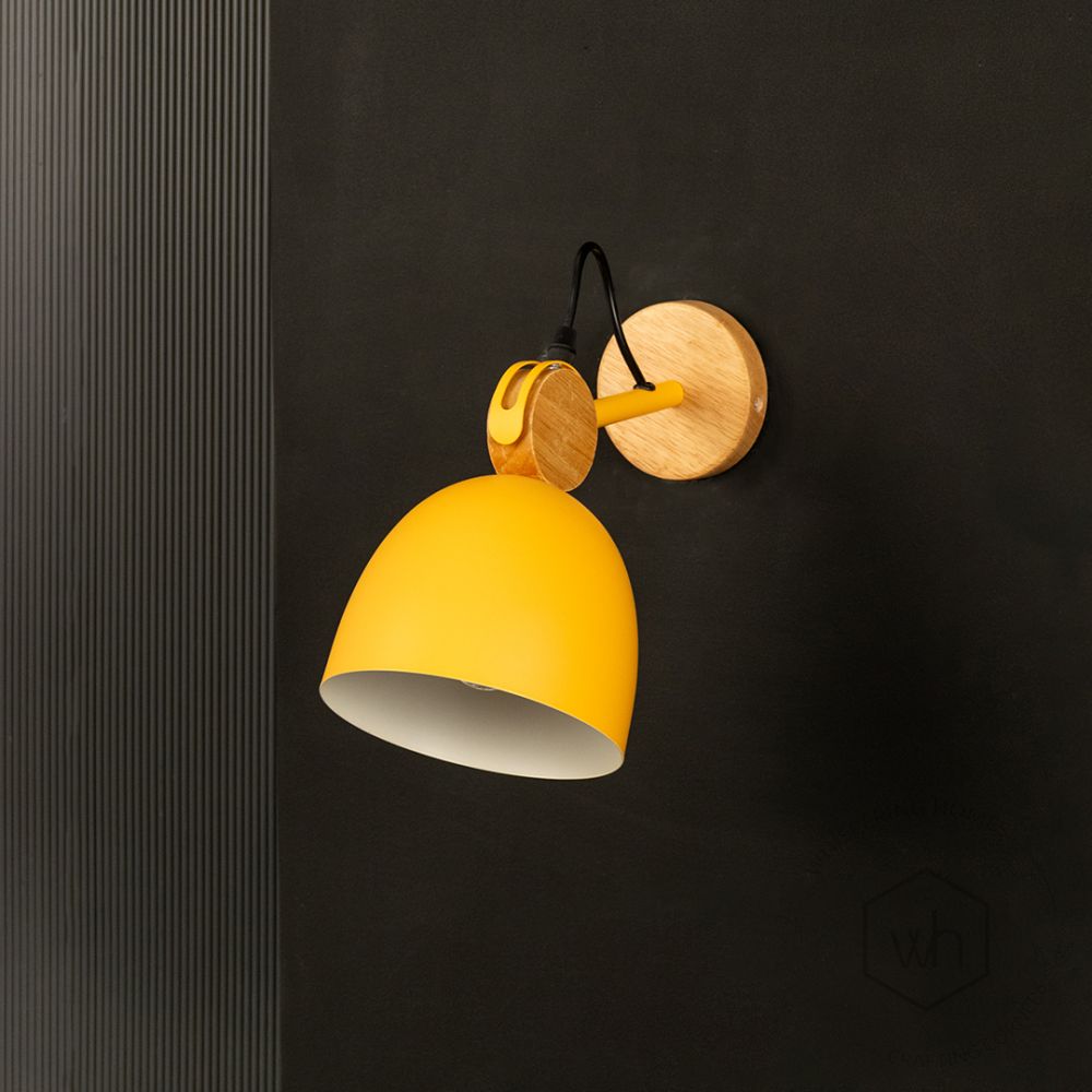 Macaron Loft Adjustable Wall Light Yellow Light Off Black Background