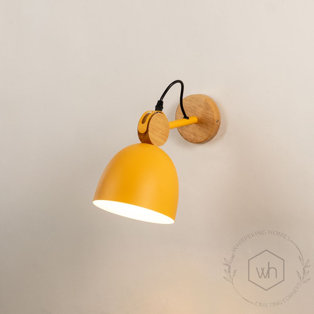 Macaron Loft Adjustable Wall Light Yellow Light On White Background