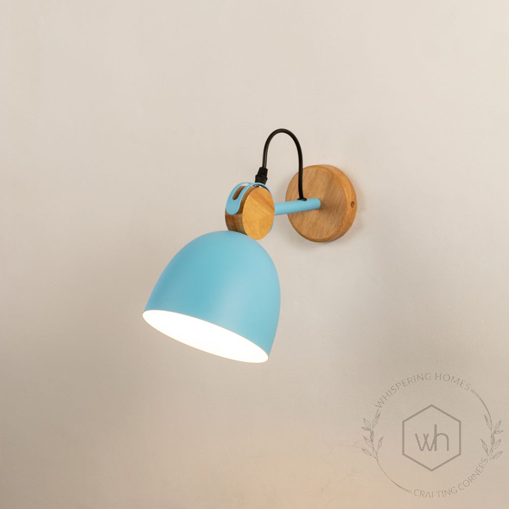 Macaron Loft Adjustable Wall Light Blue Light On White Background