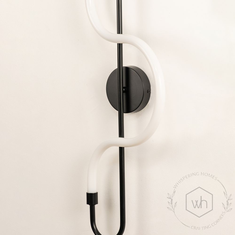 Long Acrylic Tube Wall Light Black Closeup