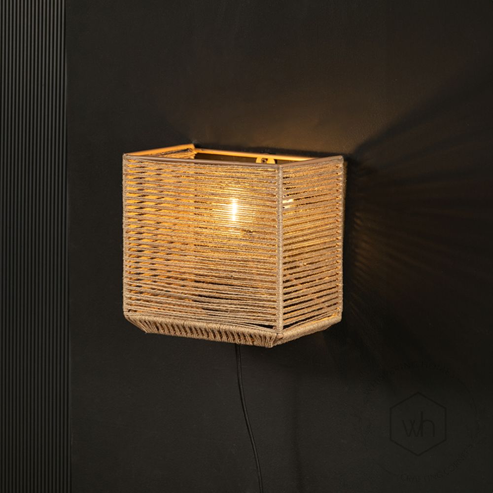 Kirk Jute Wall Light Light On Black Background