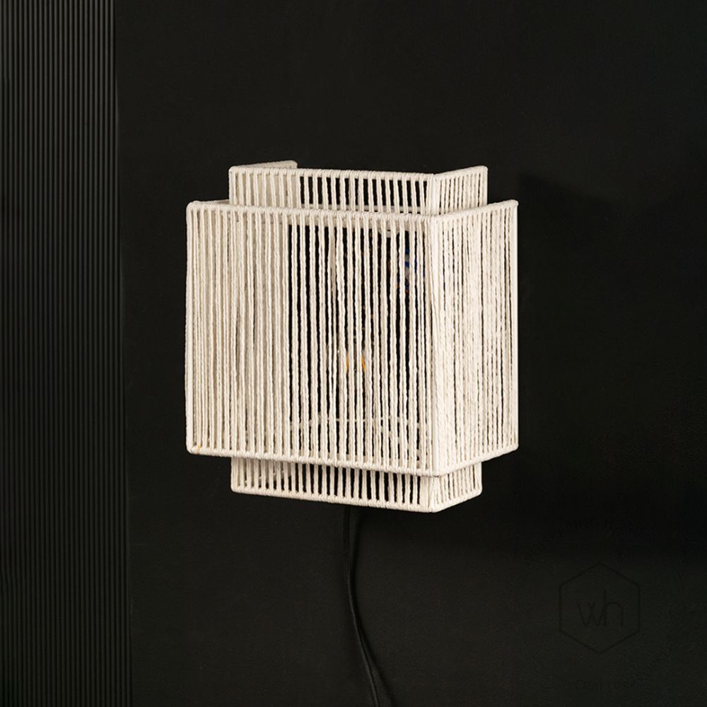 Ren Woven Wall Light White Light Off White Black Background