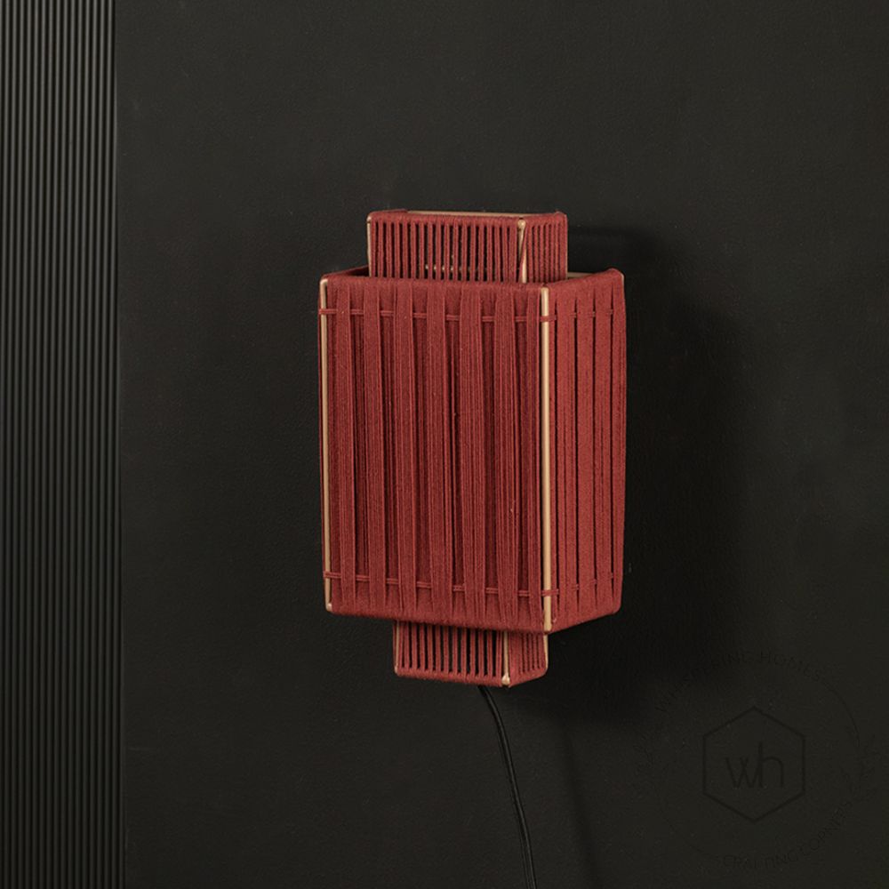 Ren Woven Wall Light Red Light Off Black Background