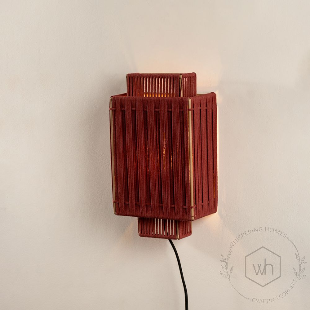 Ren Woven Wall Light Red Light On White Background