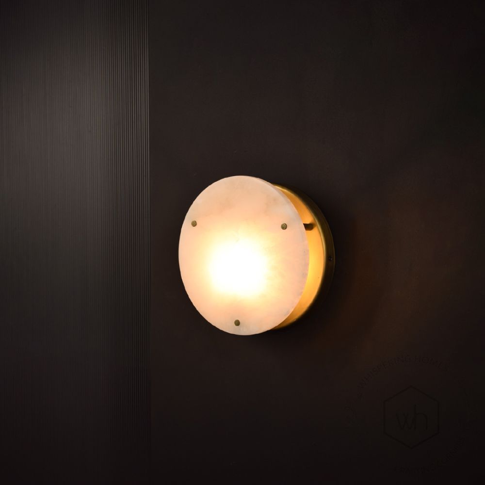 Quartz Wall Sconce Light On Black Background