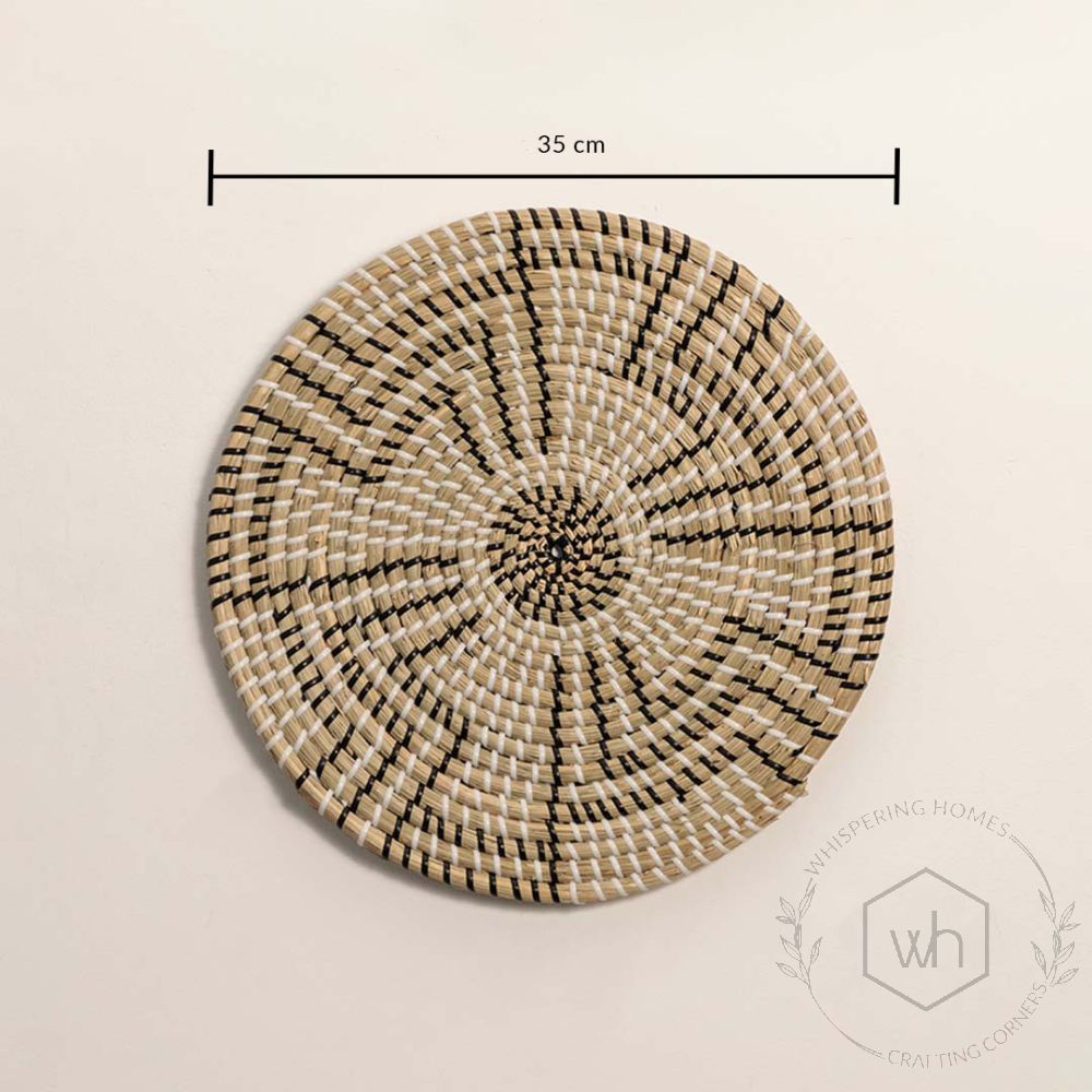 Abstract Black & Beige Handwoven Wall Basket Dimensions