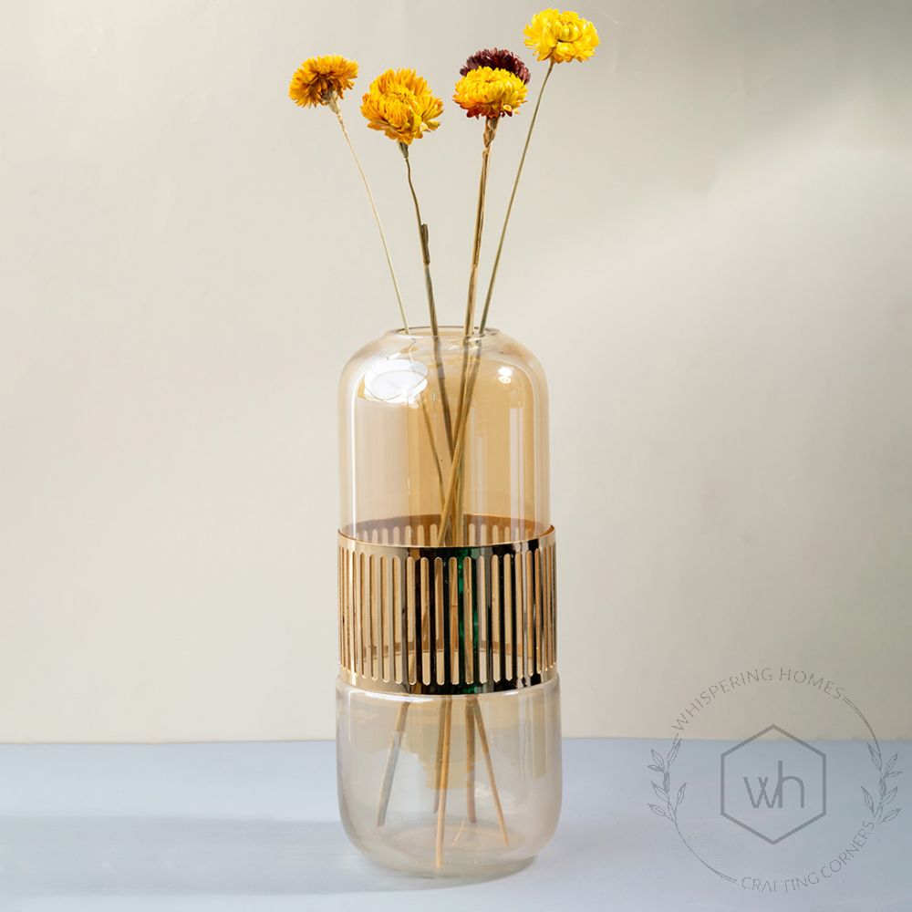 Image of Elegant amber shade glass vase
