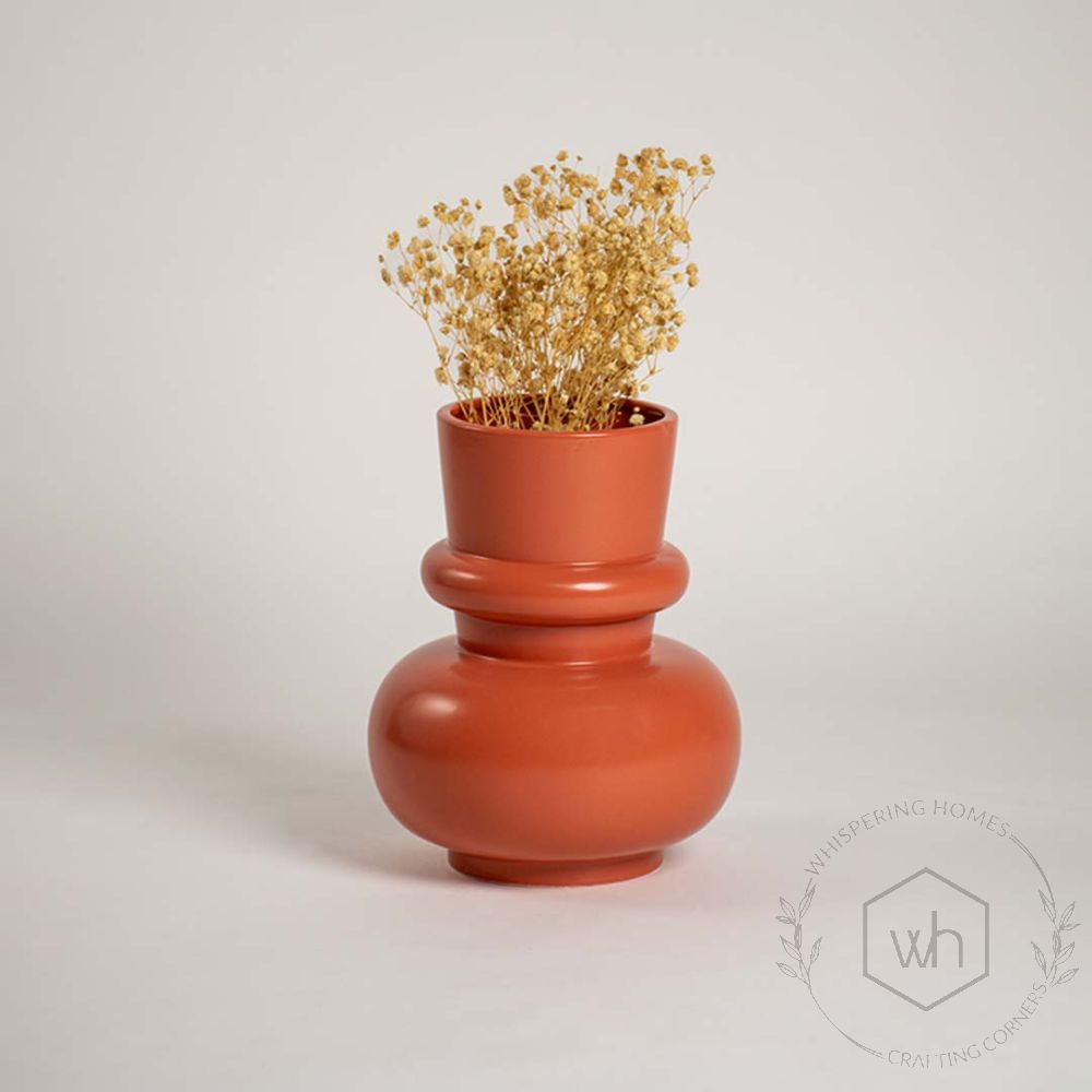 Amida Ceramic Flower Vase - Orange