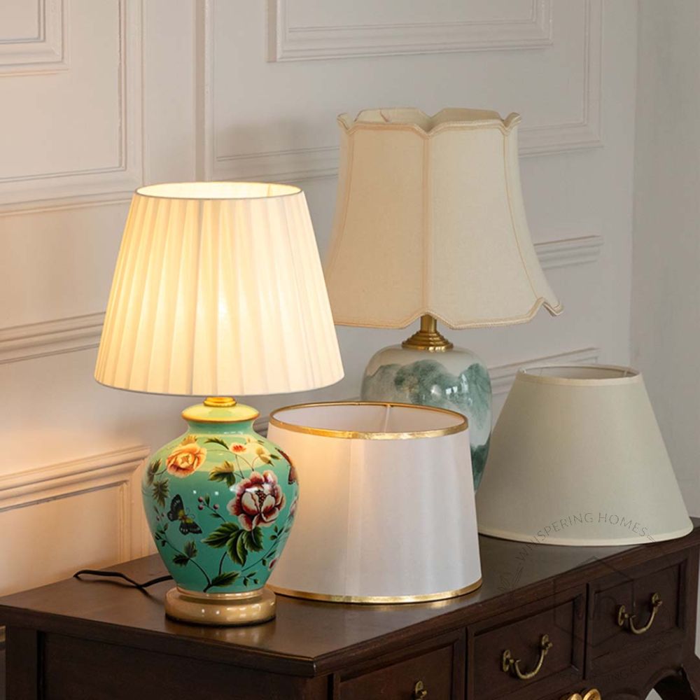 Aneka Green Ceramic Table Lamp with White Shade