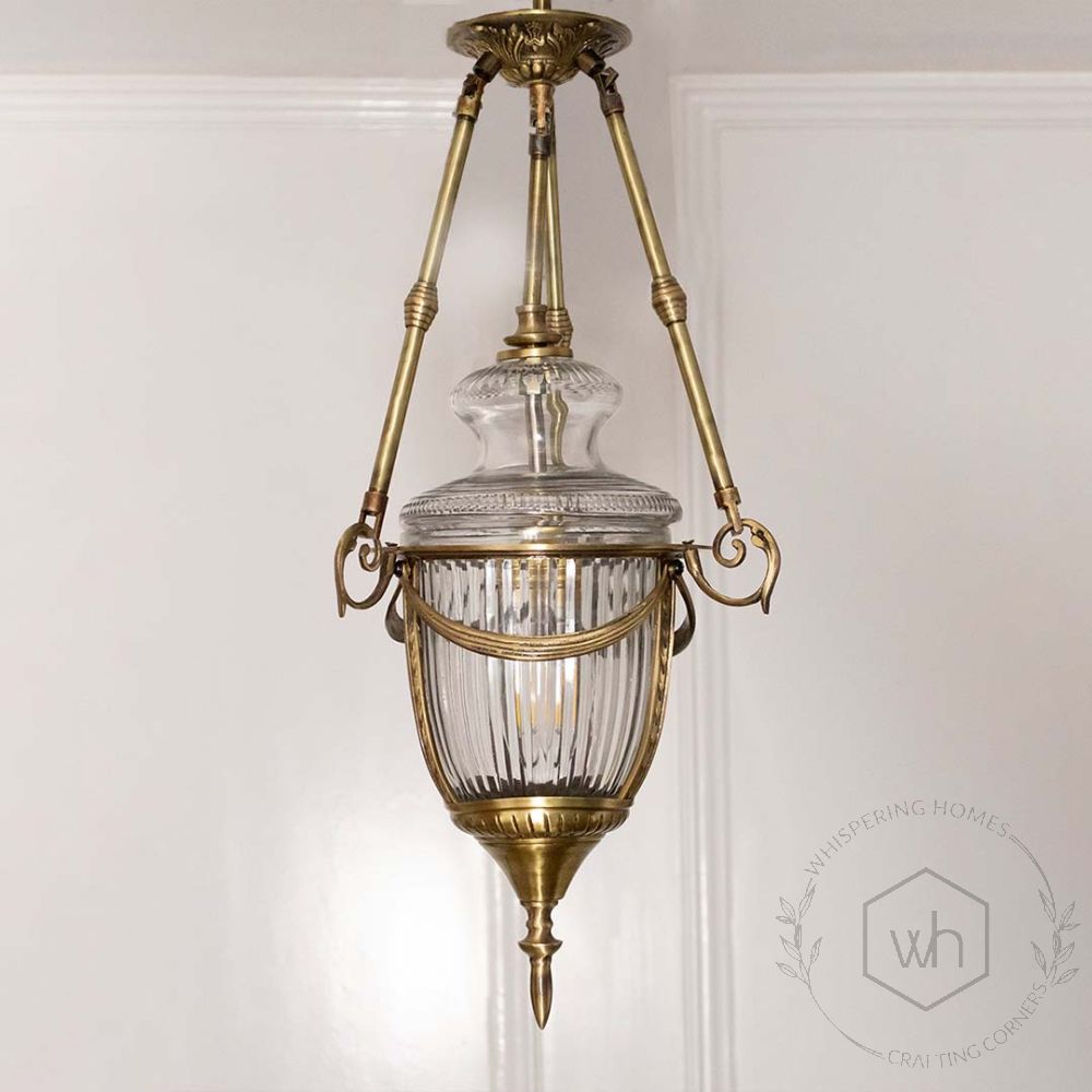 Apsley Brass Pendant Light Light Off Black Background