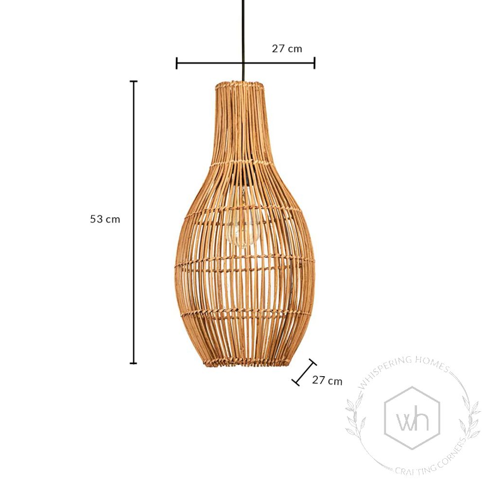 Artistic Handwoven Long Hanging Lamp Dimensions