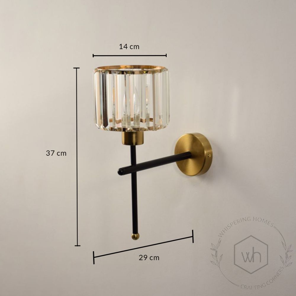 Aura Beam Black & Gold Metal Wall Lamp Dimensions