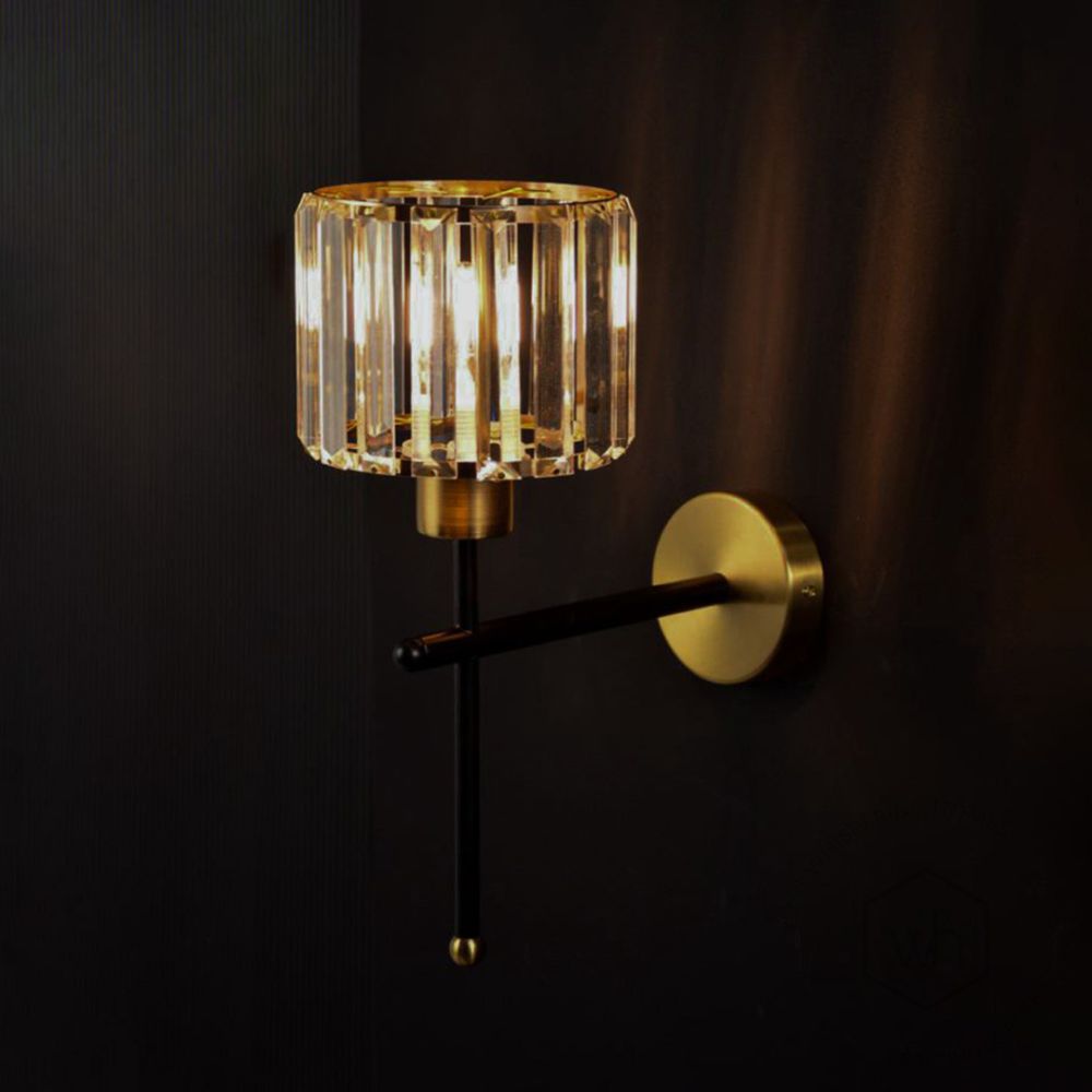 Aura Beam Black & Gold Metal Wall Lamp Light Off Black Background