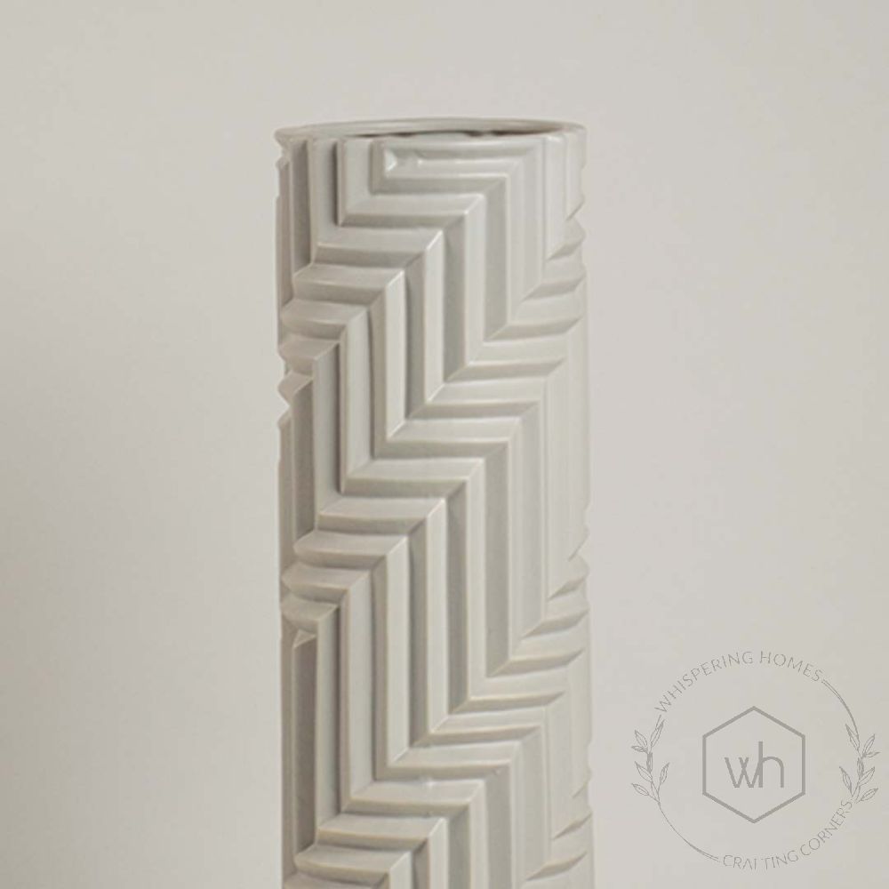 Baldvin Deco White Ceramic Floor Vase - Large