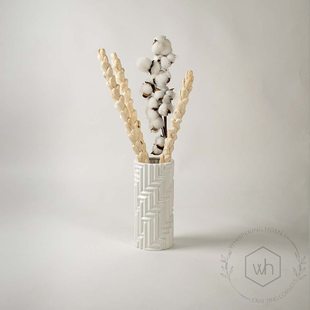 Baldvin Deco White Ceramic Flower Vase - Medium