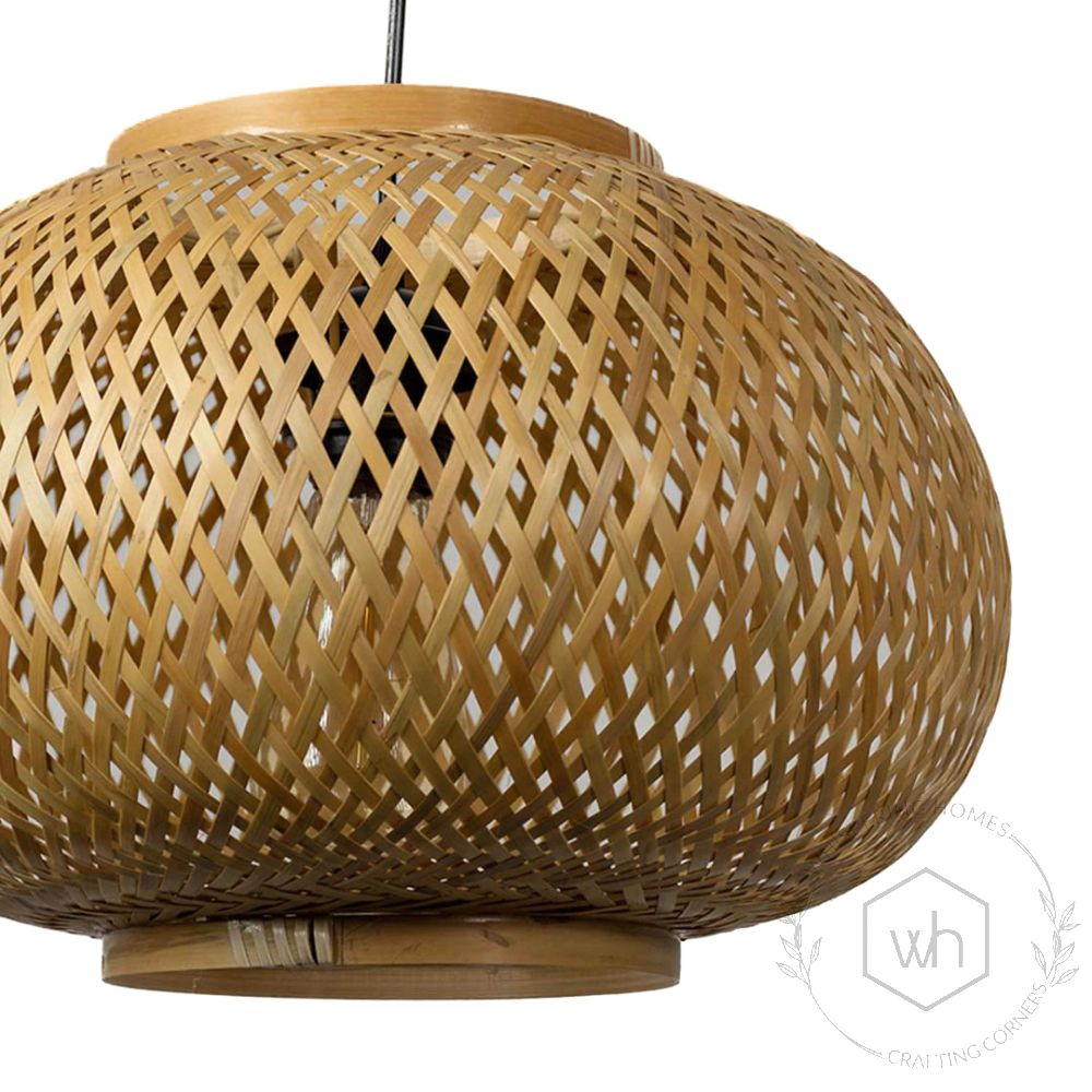  Bamboo Round Braided Pendant Lamp