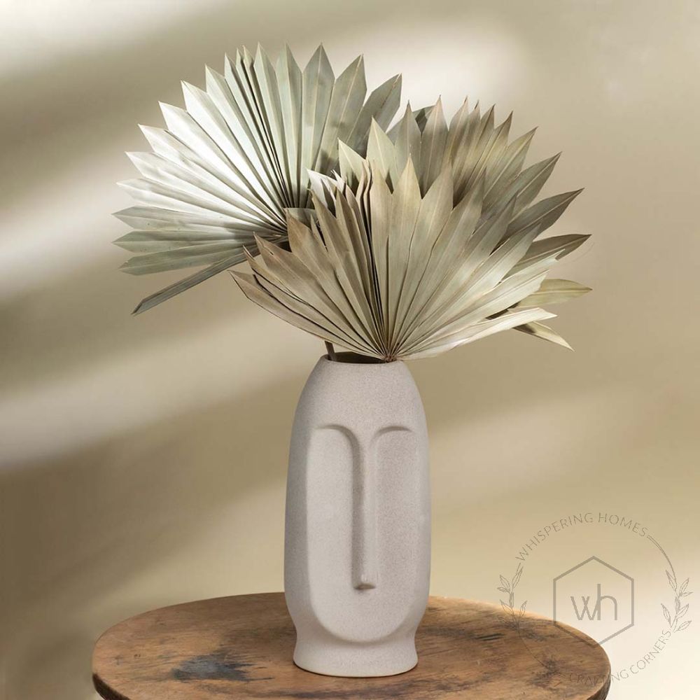 Beige Human Tranquility Face Ceramic Decorative Vase