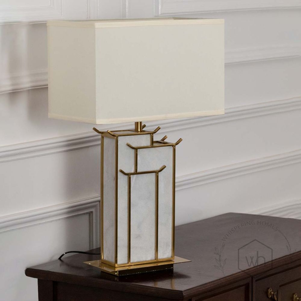 Bilger Marble Table Lamp with White Shade
