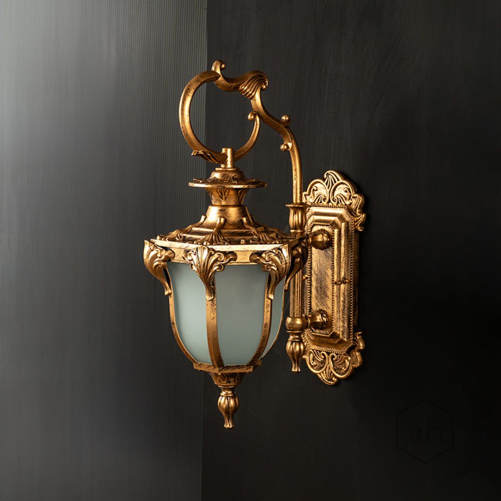 Fervor Outdoor Wall Light - Gold Light Off Black Background