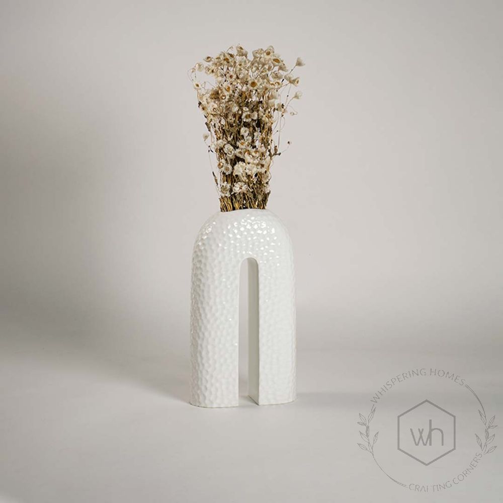 Camellia Deco White Ceramic Flower Vase - Large