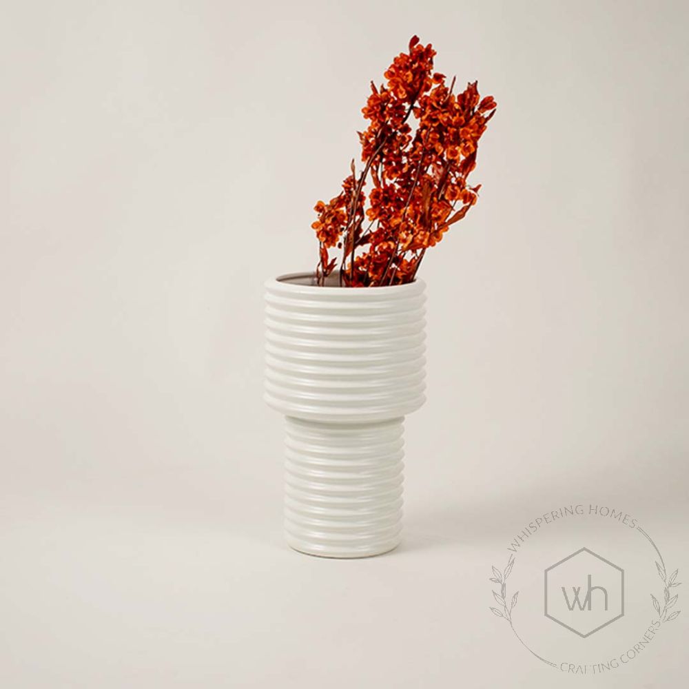 Cararra White Ceramic Flower Vase - Large