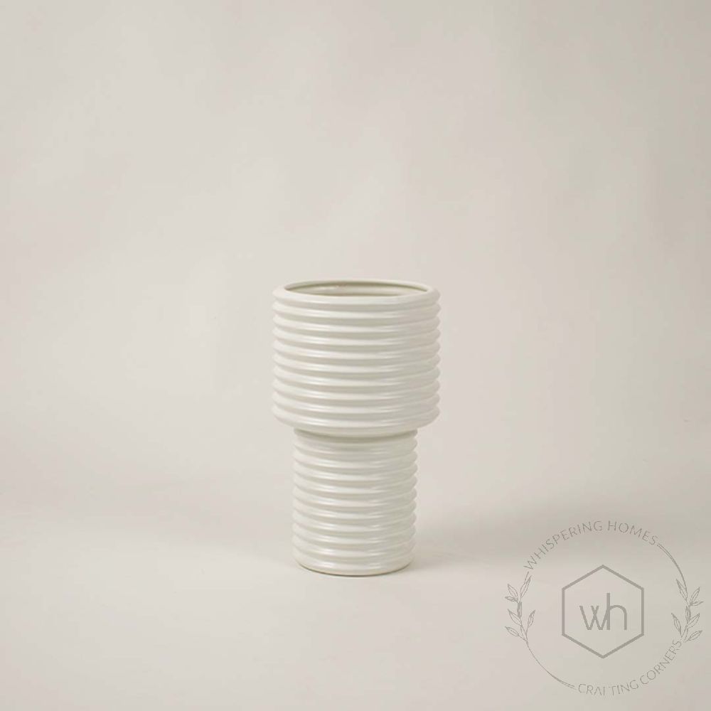 Cararra White Ceramic Flower Vase - Large