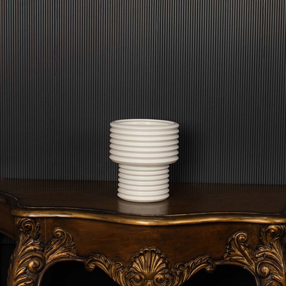 Cararra White Ceramic Flower Vase - Medium