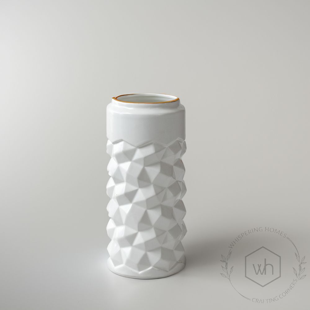 Cascade White Ceramic Flower Vase - Medium
