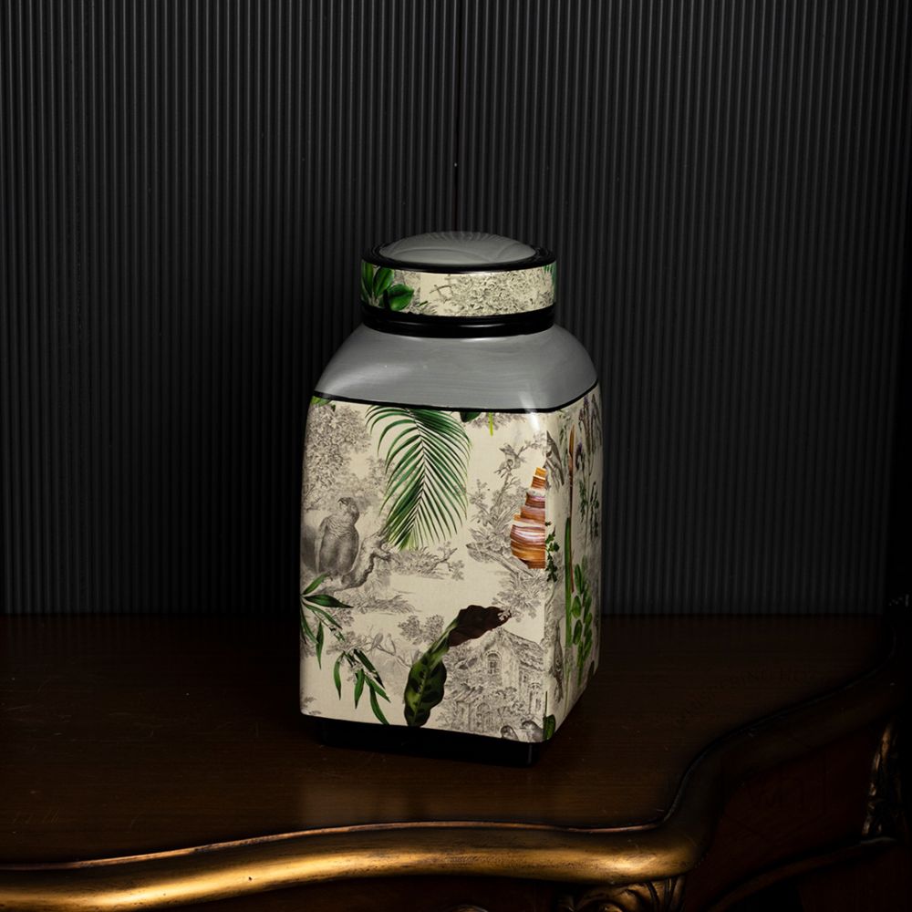 Ceramic Jar with Lid - Large Black Background